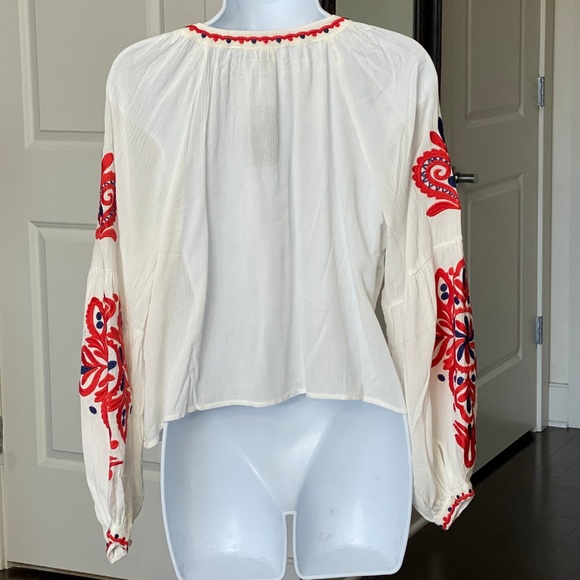 White Bohemian Embroidered Smock Top - Picture 5 of 5